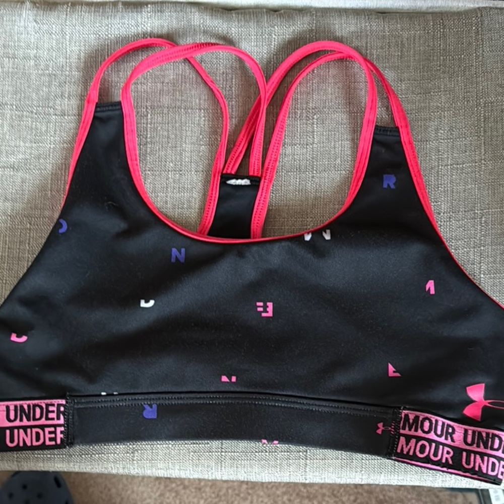 Under Armour Black Sports Bra with Pink Highlights